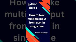 Python Tip 1 How to take multiple input from user in single line [upl. by Mar621]