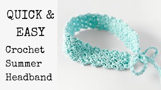 Easy Crochet Summer Headband Pattern  Whispering Lace Cotton Crochet Hair band Tutorial [upl. by Ahto]