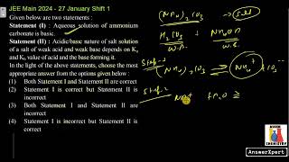 Statement I  Aqueous solution of ammonium carbonate is basic [upl. by Pinter]