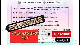 DIKSHA Quiz Answer key Animation as Digital Resource for Teaching and Learning dikshaportal [upl. by Wj516]