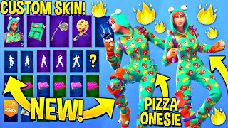 NEW quotPizza Onesiequot Skin Showcased with all Leaked Fortnite Emotes Custom Skin [upl. by Otte506]