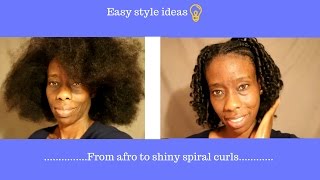 HOW TO  GET SMOOTH SHINY SPIRAL CURLS ON NATURAL HAIR [upl. by Ylime833]