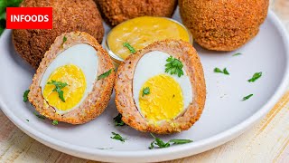 Simple and Delicious Scotch Eggs Recipe for Beginners at Home  Egg Recipes  Infoods [upl. by Anelrihs915]