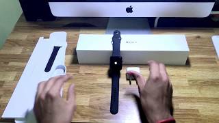 Unboxing  2017 Apple Watch Series 3  GPS  42mm Space Gray Aluminium Black Sport Band [upl. by Atirb217]