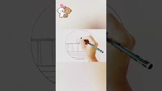 HOW TO DRAW A CUTE BEAR with love HEARTCircle Easy Step By Step [upl. by Augustin458]