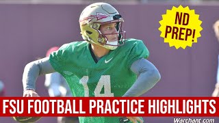 FSU Football PRACTICE HIGHLIGHTS  Notre Dame Week Wednesday Practice  Warchant TV FSU [upl. by Koenig]