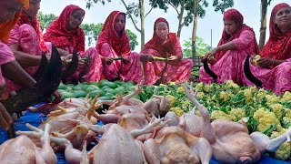 Cauliflower Papaya Luffa amp Chicken Mixed Gravy Recipe  Chicken Chinese Vegetable Curry Cooking [upl. by Wertz]