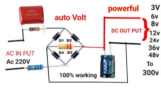 How to make auto volt convert 220v ac to dc 3v 6v8v 12v 24v 36v 48v to 300v Dc 100 working [upl. by Burr387]