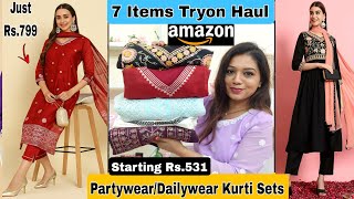 😃 Amazon KurtiKurti Set Haul Starting Rs531 Amazon Partywear Special Kurtis l Amazon Haul [upl. by Sesmar]