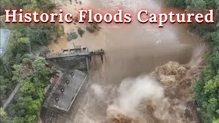 East TN Historic Flooding Captured plus Bridge Collapse and Dam Crested  Storm Helene [upl. by Wamsley]