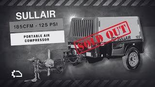 PORTABLE AIR COMPRESSOR SULLAIR 185CFM  125 PSI  aircompressor sullair equipment equipment [upl. by Ayekan]