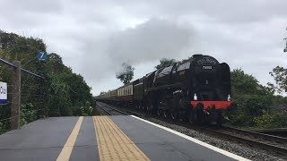 70000 Britannia passing Denham Golf Club Station on the Steam Dreams Excursion  220824 [upl. by Alimaj106]