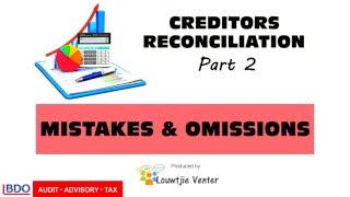 CREDITORS RECONCILIATION STATEMENT 2  Mistakes amp Omissions [upl. by Nanni]