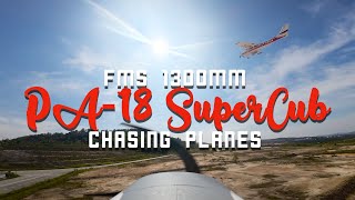 FMSRCAirplane PA18 Super Cub Chasing Planes fpv fyp rcplanes fmsmodel hobby aviation drone [upl. by Woodrow]