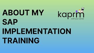 ✅About my SAP real time implementation training✅ KAPRIM [upl. by Nailil748]