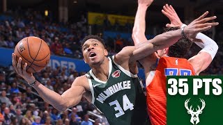 Giannis Antetokounmpo drops a 35point doubledouble vs Thunder  201920 NBA Highlights [upl. by Olumor]