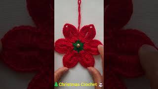 Flor Navideña Tejido a Crochet christmascrochet tejidoacrochet navidadcrochet crochet tejer [upl. by Rhetta]