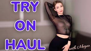 4K Transparent TOPS  SeeThrough Try On Haul At Home l With Megan 💜 [upl. by Spurgeon]