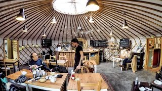 Mongolian Yurt Nomadic Tent as a Coffee Shop in London  Curious [upl. by Sayre]