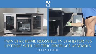 Twin Star Home Rossville TV Stand For TVs Up To 60 With Electric Fireplace Assembly StepbyStep [upl. by Sly]