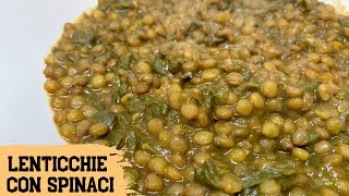 lenticchia legume e spinaci freschi  un contorno della cucina italiana straordinario [upl. by Yeung]