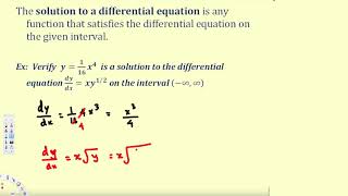 Verifying Solutions to Differential Equations  Differential Equations 1 [upl. by Sheets]