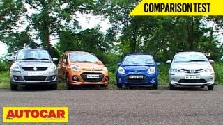 Hyundai Grand i10 Vs Toyota Liva Vs Maruti Swift Vs Ford Figo  Comparison Test  Autocar India [upl. by Ayom869]