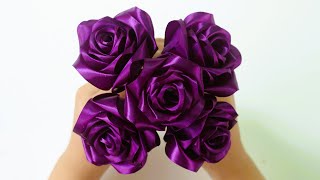 Handmade DIY Ribbon Rose Flower Handmade Flowers Ribbon Rose Tutorial Handmade gifts Craft [upl. by Ytsud]