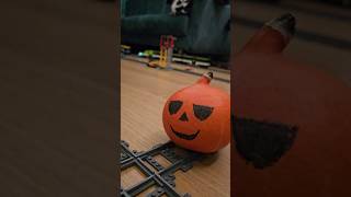 LEGO train 60337 crashes into halloween pumpkin legotrain traincrash lego legohalloween [upl. by Mcconaghy464]