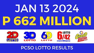 Lotto Result January 13 2024 9pm PCSO [upl. by Naggem628]