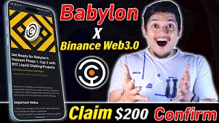 Earn 200 Token 🚀  Babylons Campaign X Binance Web30 Airdrop 2024  Babylon Step To Claim 2024 🤑 [upl. by Gemini]