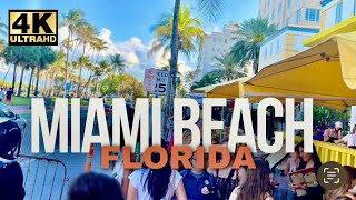 Walking Tour of Ocean Drive South Beach Miami Spring Break 2024 4K [upl. by Lodovico]