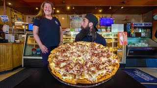 WIN 100 CASH IF YOU CAN FINISH THIS PIZZA CHALLENGE IN MAINE  BeardMeatsFood [upl. by Darby826]