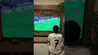 Vini Jr reaction after Mbappe missed a penalty against Liverpool mbappe football vinicius real [upl. by Krm225]