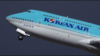 Korean Air Boeing 747400F 7478 Takeoff from NRT 34R [upl. by Yona]