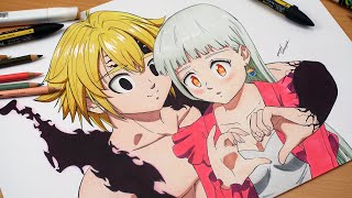 Drawing Meliodas amp Elizabeth From The Seven Deadly Sins [upl. by Walford979]