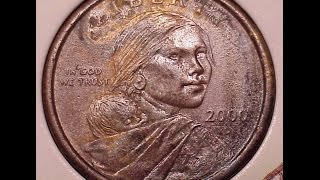 SacagaweaCoin 2000 p  d Experimental Rinse US Mint Sacagawea Native American One Dollar Coin [upl. by Eednar]