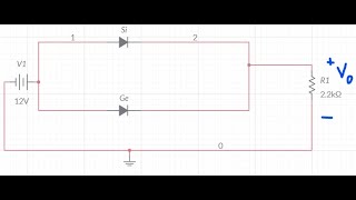 Calculate the voltage across the 22k ohm resistor and find which diode will be on [upl. by Myca307]