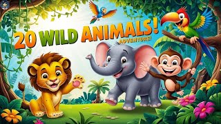 Learn wild animals names in English  Wild Animals Kids Video Educational Video [upl. by Kcirederf]