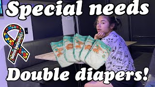 Autistic non verbal teen girl using double diapers this is insane Autism life with Ashy [upl. by Gilletta626]