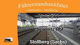 Führerstandsmitfahrt Linie C11 von Chemnitz Hbf nach Stollberg [upl. by Fawnia]