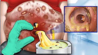 ASMR Treatment infected belly ring piercing of fat girl  Deep cleaning animation [upl. by Arfihs]