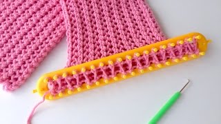 How to Loom Knit a Cowl  Scarf in a kind of Honeycomb Stitch DIY Tutorial [upl. by Atcliffe635]