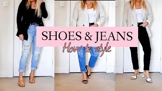 WHAT SHOES TO WEAR WITH JEANS  4 Different Styles [upl. by Adnohryt]