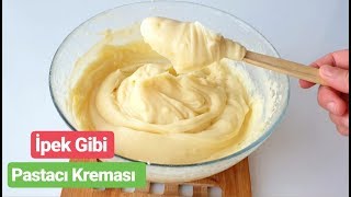 ŞEKLI BOZULMAYAN IPEK GIBI BASİT PASTACI KREMASI TARİFİ 💯 CREAM PATISSERIE ✔ [upl. by Yliram]