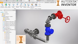 Autodesk inventor 2022 tutorial l Piping l Tube amp Pipe Design l Content center [upl. by Heng410]