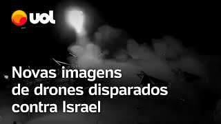 Israel x Irã TV iraniana divulga novas imagens de drones sendo disparados contra Israel [upl. by Eiramnwad]