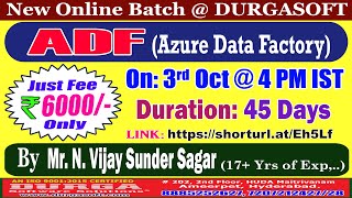 ADF Azure Data Factory Online Training  DURGASOFT [upl. by Gittle]