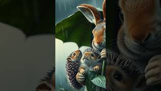 Caring Rabbit Shields Hedgehog from Heavy Rain 🌧️🐰🦔 Heartwarming Animal Rescue Story shorts [upl. by Bena600]