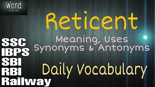 Word of the day  Reticent [upl. by Elspet]